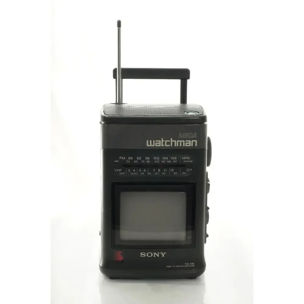 Vintage Sony Mega Watchman FD-510 4.5in B&W TV FM AM Receiver W Orig Box